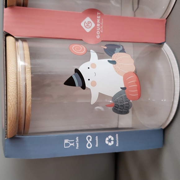 2 pk glass storage ghost and pumpkins fall containers NIB - Picture 3 of 6